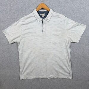 Carbon2Cobalt Mens XL Polo Shirt White Blue Textured Stripe Cotton Short Sleeve